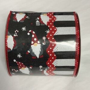 NWT Festive Gnome Ribbon with Red and Black Design